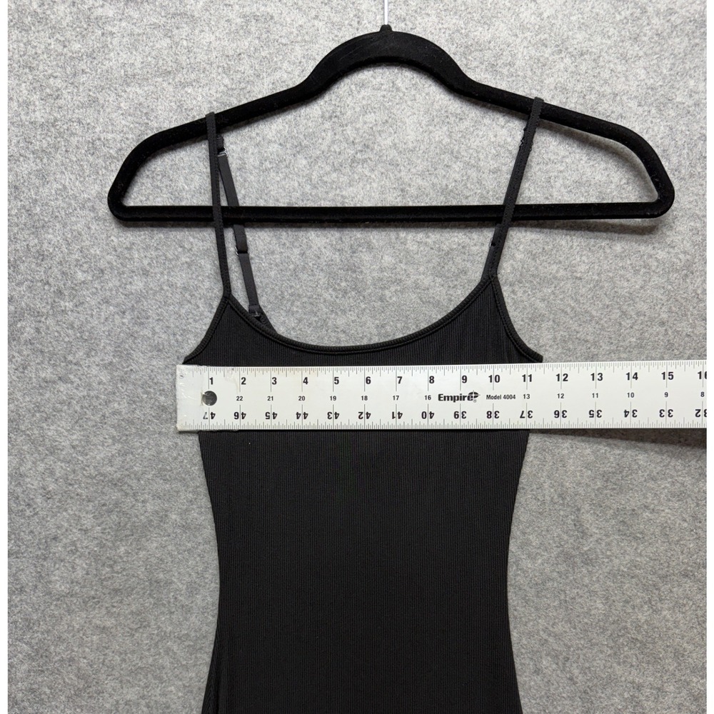 SKIMS Soft Lounge Long Slip Dress Black Ribbed Maxi Gown Small Spaghetti Strap - Picture 3 of 9